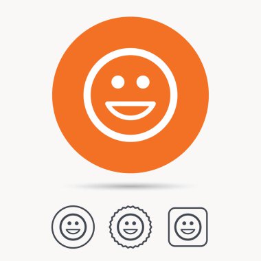 Mutlu gülümseme simgesi. Smiley kahkaha ifade işareti.