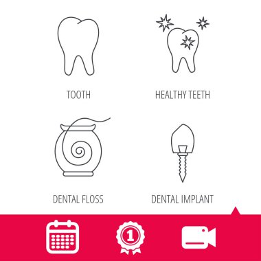 Diş, sağlıklı dişler ve diş implantı simgeler.