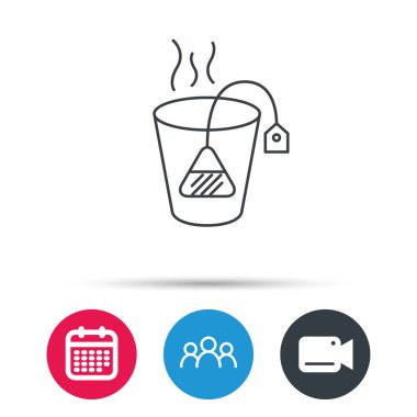 Çay poşeti simgesi. Doğal sıcak içecek işareti.