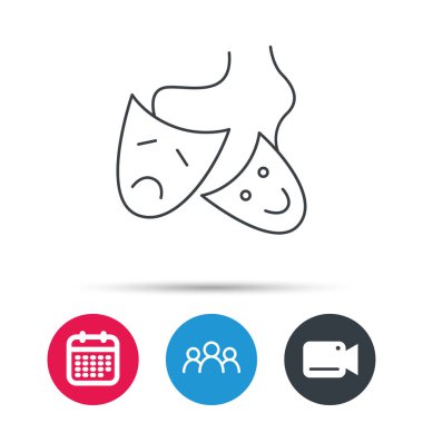 Tiyatro maskeleri simgesi. Drama ve komedi işareti.