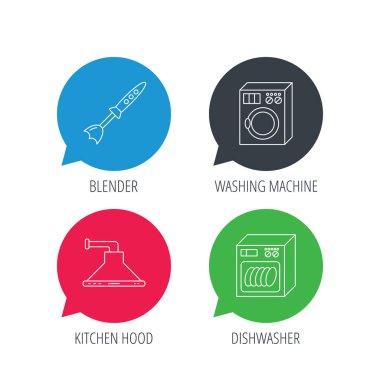 Bulaşık makinesi, çamaşır makinesi ve blender simgeler.