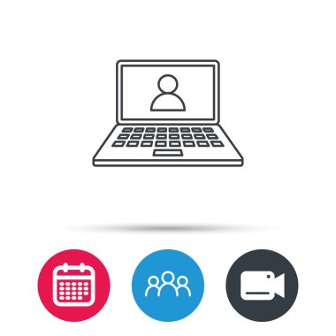 Webinar simgesi. Sohbet video işareti.