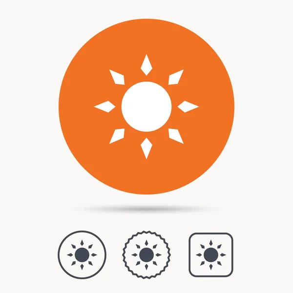 L'icône du soleil. Panneau météo ensoleillé . — Image vectorielle
