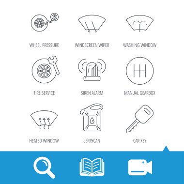 Manuel şanzıman, lastik Servisi ve araba anahtar simgeleri.