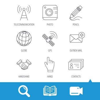 El sıkışma, kişiler ve gps uydu simgeleri.