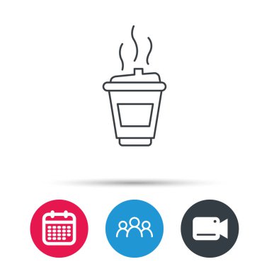 Kahve simgesi. Paket servisi olan restoran cam işareti.