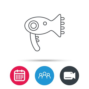 Saç kurutma makinesi simgesi. Elektronik blowdryer işareti.