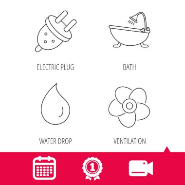 Havalandırma, su damlası ve elektrik simgeler takın.