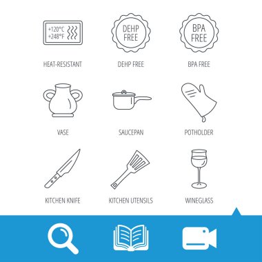 Tencere, potholder ve bardağı simgeleri.