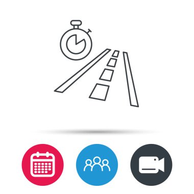 Seyahat saat simgesini. Zamanlayıcı işareti olan yol.