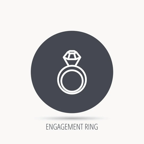 Engagement ring icon. Jewellery with diamond. — Stock Vector