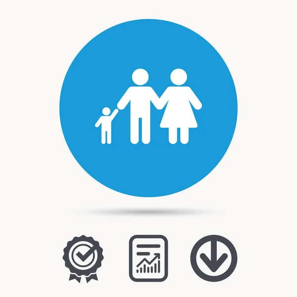 Familie pictogram. Vader, moeder en kind tekenen. — Stockvector