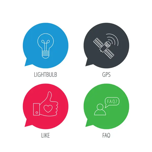 GPS, question and lightbulb icons. — Stock Vector