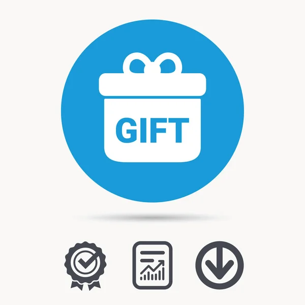 Icono de regalo. Caja de regalo con signo de arco . — Vector de stock
