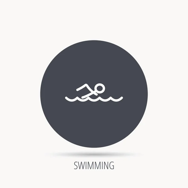 Icono de natación. Nadador en señal de ondas . — Archivo Imágenes Vectoriales