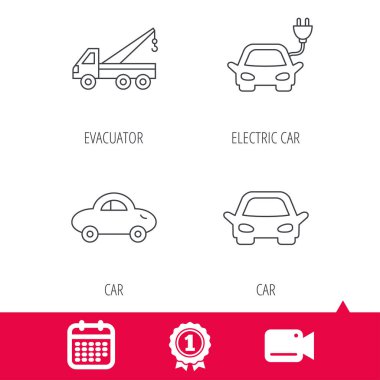 Elektrikli Araba, evacuator ve taşıma simgeleri.