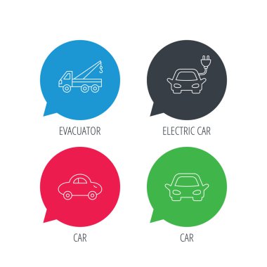 Elektrikli Araba, evacuator ve taşıma simgeleri.