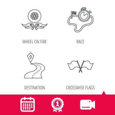 Yarış bayraklarını, zamanlayıcı ve hedef işaretçisini simgeler.