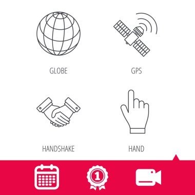 El sıkışma, Küre ve gps uydu simgeleri.