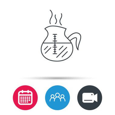 Kahve su ısıtıcısı simgesi. Sıcak bir içecek pot işareti.