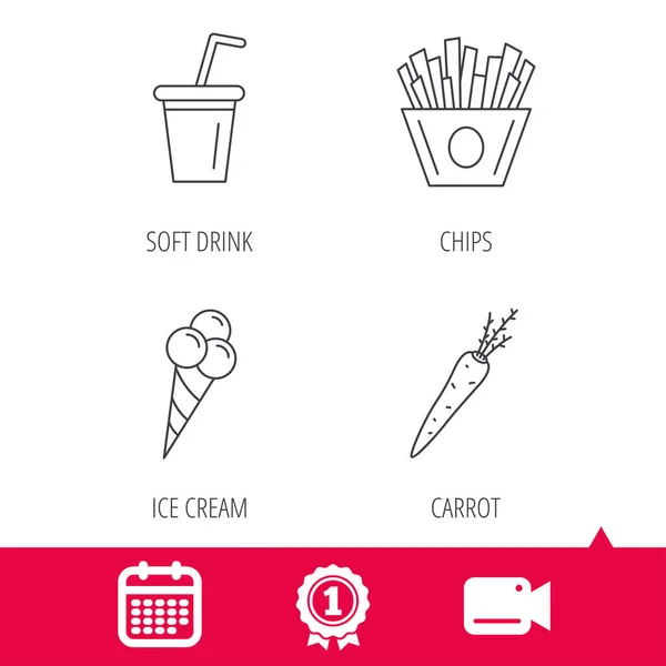 芯片炸薯条、 冰淇淋和软性饮料图标. — 图库矢量图片
