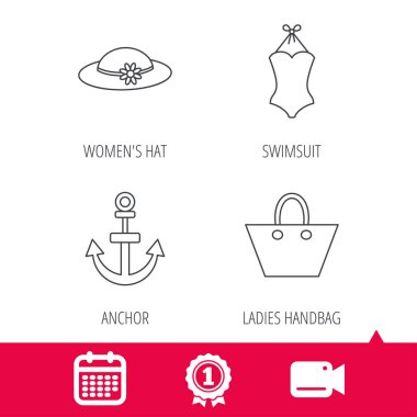 Çapa, bayanlar çanta ve mayo simgeleri.