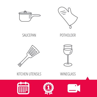 Tencere, potholder ve bardağı simgeleri.