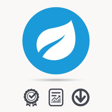 Yaprak simgesi. Taze organik ürün işareti.