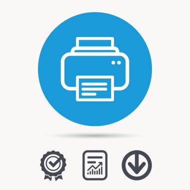 Yazıcı simgesi. Baskı teknolojisi işareti Makaleler.