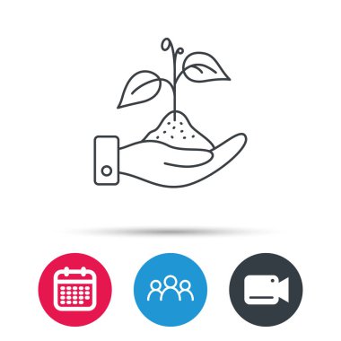 Doğa simge kaydetmek. El bitki Filiz işareti ile.