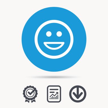 Mutlu gülümseme simgesi. Smiley kahkaha ifade işareti.