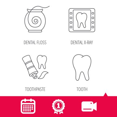 Diş ipi, diş ve diş macunu simgeleri.