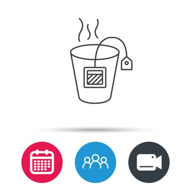 Çay poşeti simgesi. Doğal sıcak içecek işareti.