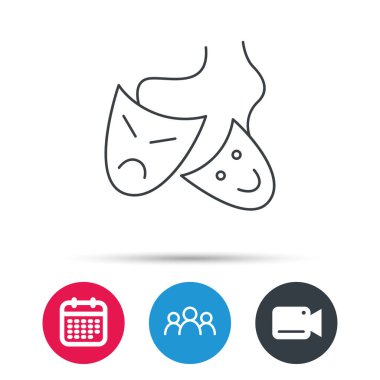 Tiyatro maskeleri simgesi. Drama ve komedi işareti.