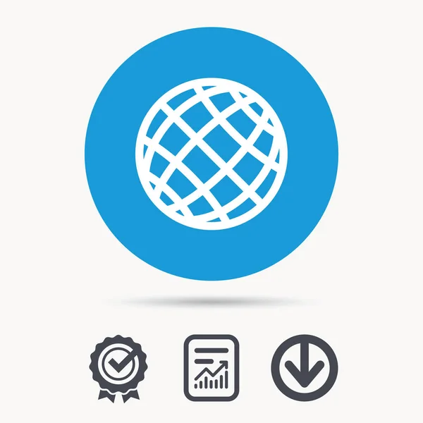 Icône Globe. Signe mondial ou internet . — Image vectorielle