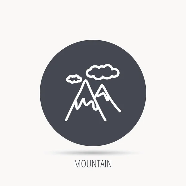 Góra ikona. Wzgórza i chmury znak. — Wektor stockowy