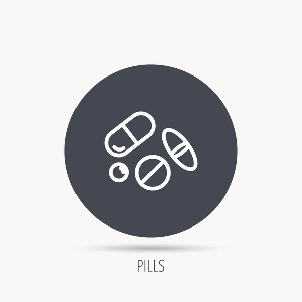 Ícone de comprimidos. Medicina comprimidos ou drogas sinal . — Vetor de Stock