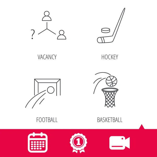 Iconos de fútbol, hockey sobre hielo y baloncesto . — Vector de stock
