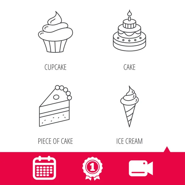 Cake, cupcake and ice cream icons. — Stock Vector