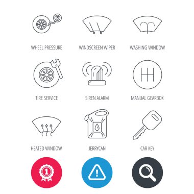 Manuel şanzıman, lastik Servisi ve araba anahtar simgeleri.