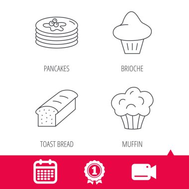 Krep, börek çörek ve tost simgeler ekmek.