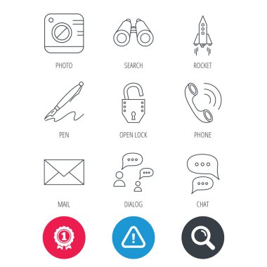 Fotoğraf, başlangıç roket ve arama simgeleri.