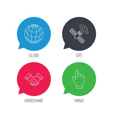 El sıkışma, Küre ve gps uydu simgeleri.