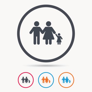 Aile simgesi. Baba, anne ve çocuk işareti.