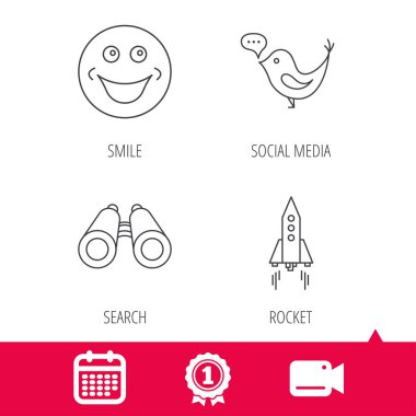 Roket, sosyal medya ve arama simgeler.