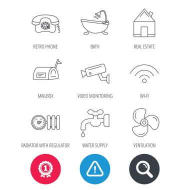 WiFi, video kamera ve posta kutusu simgeleri.