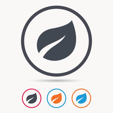 Yaprak simgesi. Taze organik ürün işareti.