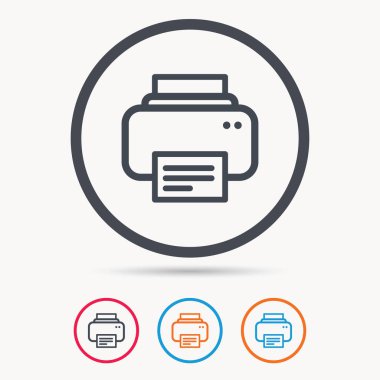 Yazıcı simgesi. Baskı teknolojisi işareti Makaleler.