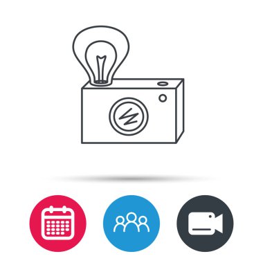 Retro fotoğraf kamera simgesi. Fotoğrafçı ekipman.