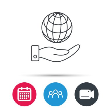 Gezegen simge kaydetmek. El küre işareti ile.